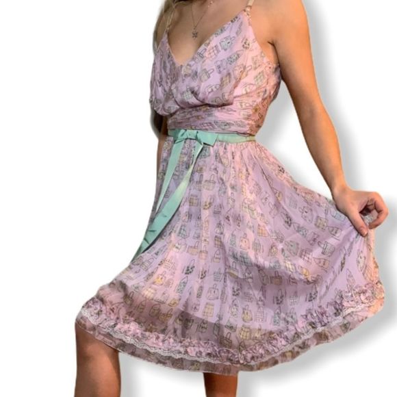 Dolce&Gabbana Pink Handbag Pattern Flouncy Dress - Picture 6 of 8